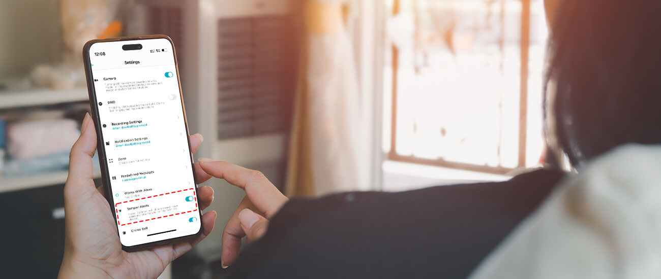 Enable tamper alert to get notified when your video doorbell setup is interfered with