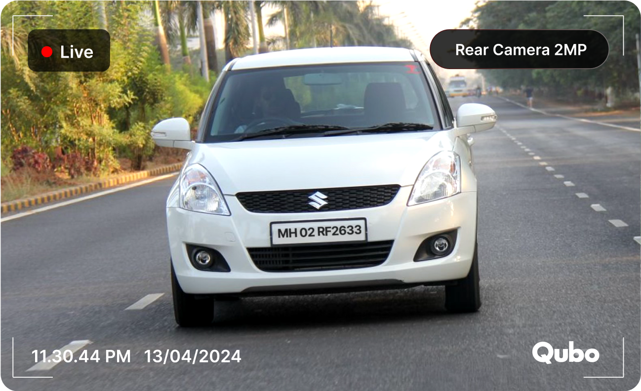 Visual showing a road as captured from the rear camera