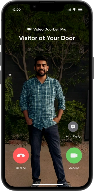 Image of an incoming call on a phone screen with a man standing